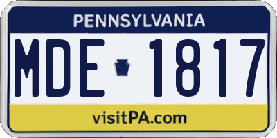 PA license plate MDE1817