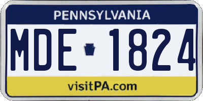 PA license plate MDE1824
