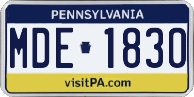 PA license plate MDE1830