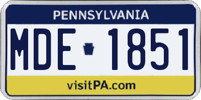 PA license plate MDE1851