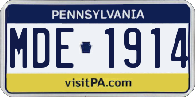 PA license plate MDE1914