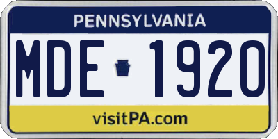 PA license plate MDE1920
