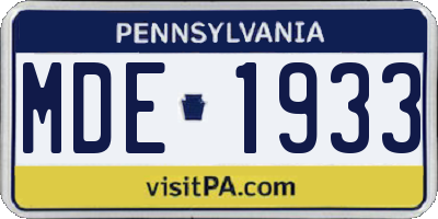PA license plate MDE1933