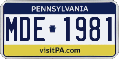 PA license plate MDE1981