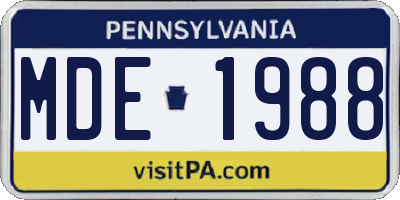 PA license plate MDE1988