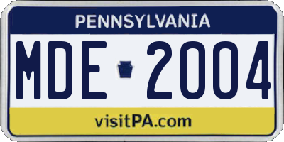 PA license plate MDE2004