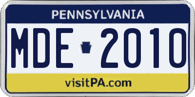 PA license plate MDE2010
