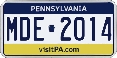 PA license plate MDE2014