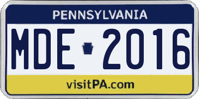 PA license plate MDE2016