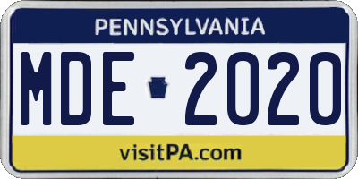 PA license plate MDE2020