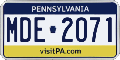 PA license plate MDE2071