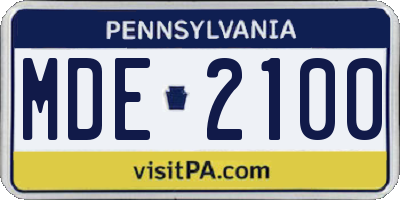 PA license plate MDE2100