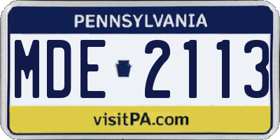 PA license plate MDE2113