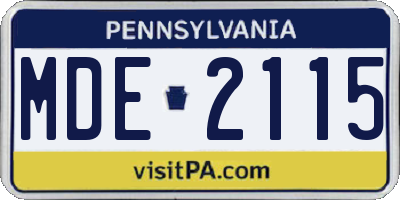 PA license plate MDE2115