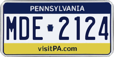 PA license plate MDE2124