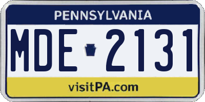 PA license plate MDE2131
