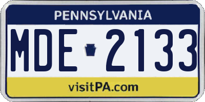 PA license plate MDE2133