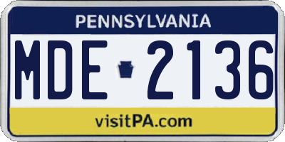 PA license plate MDE2136