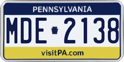 PA license plate MDE2138
