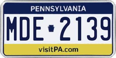 PA license plate MDE2139
