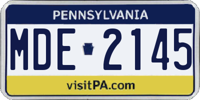 PA license plate MDE2145
