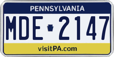 PA license plate MDE2147