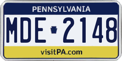 PA license plate MDE2148