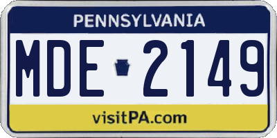 PA license plate MDE2149