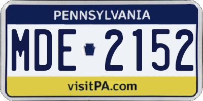 PA license plate MDE2152