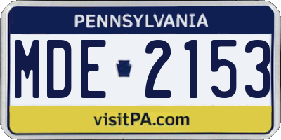PA license plate MDE2153