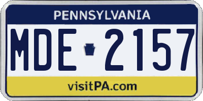 PA license plate MDE2157