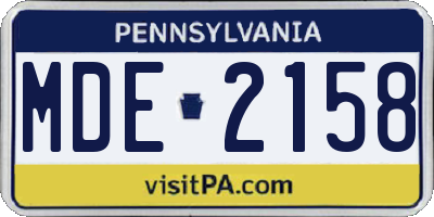 PA license plate MDE2158
