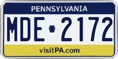 PA license plate MDE2172