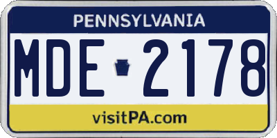 PA license plate MDE2178