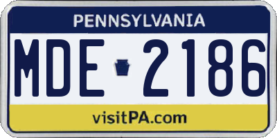 PA license plate MDE2186