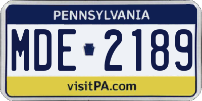 PA license plate MDE2189