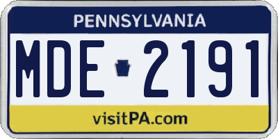 PA license plate MDE2191