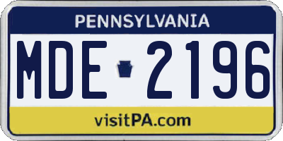 PA license plate MDE2196