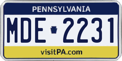 PA license plate MDE2231