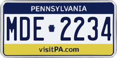 PA license plate MDE2234