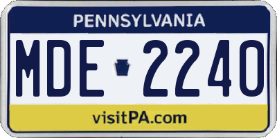 PA license plate MDE2240