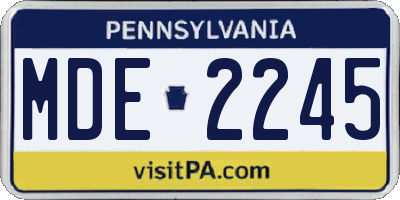 PA license plate MDE2245