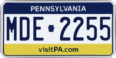 PA license plate MDE2255