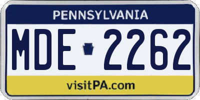 PA license plate MDE2262