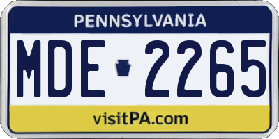 PA license plate MDE2265