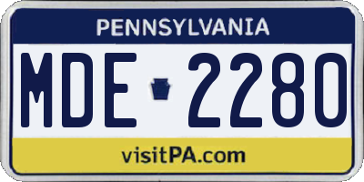 PA license plate MDE2280