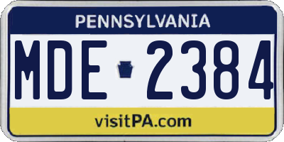 PA license plate MDE2384