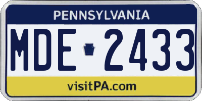 PA license plate MDE2433