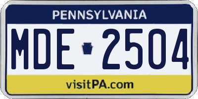 PA license plate MDE2504