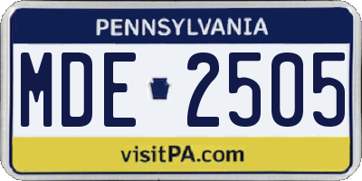 PA license plate MDE2505